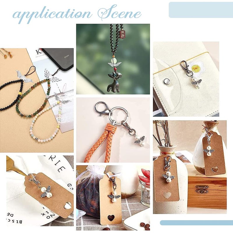 PH PandaHall 200pcs Fairy Wing Spacer Beads Tibetan Alloy Angel Wing Charm Beads Spacers Loose Beads for Christmas Bracelet Necklace Jewelry Making, Antique Silver(14mm, Hole: 1mm) - Image 5